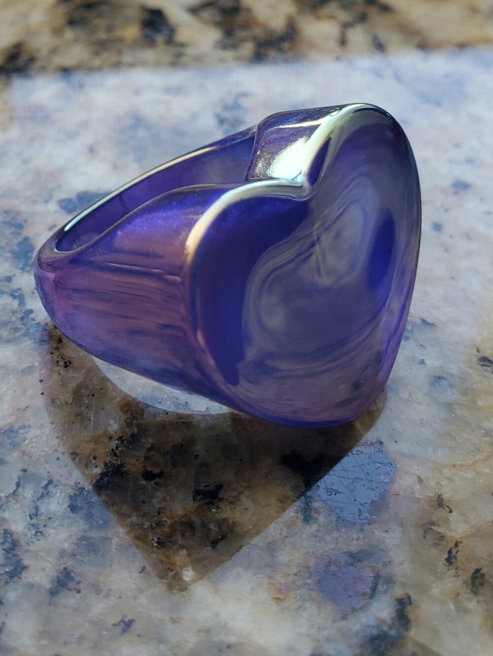 Dark Purple Heart Resin Statement Ring - Women Jewelry